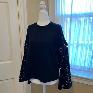 WORN ONCE. Zara Black Studded Top. Size Small.